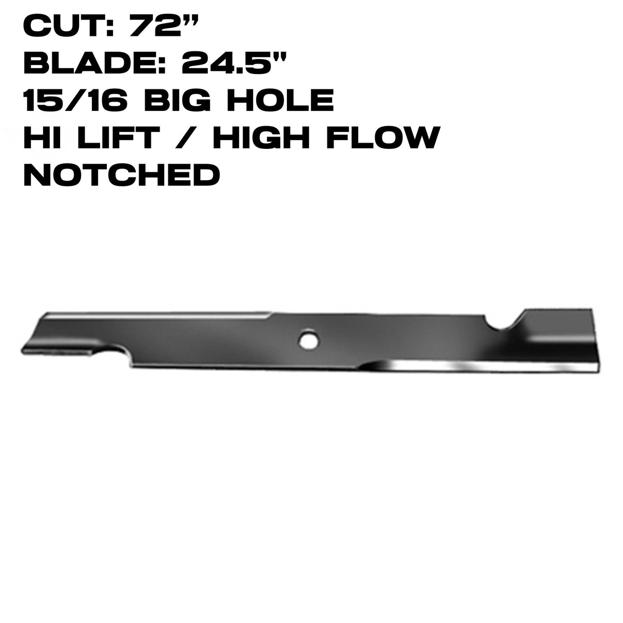 Rotary Hi-Flow Blade | 24.5" | EXMARK NOTCHED | 72" Deck | 11229