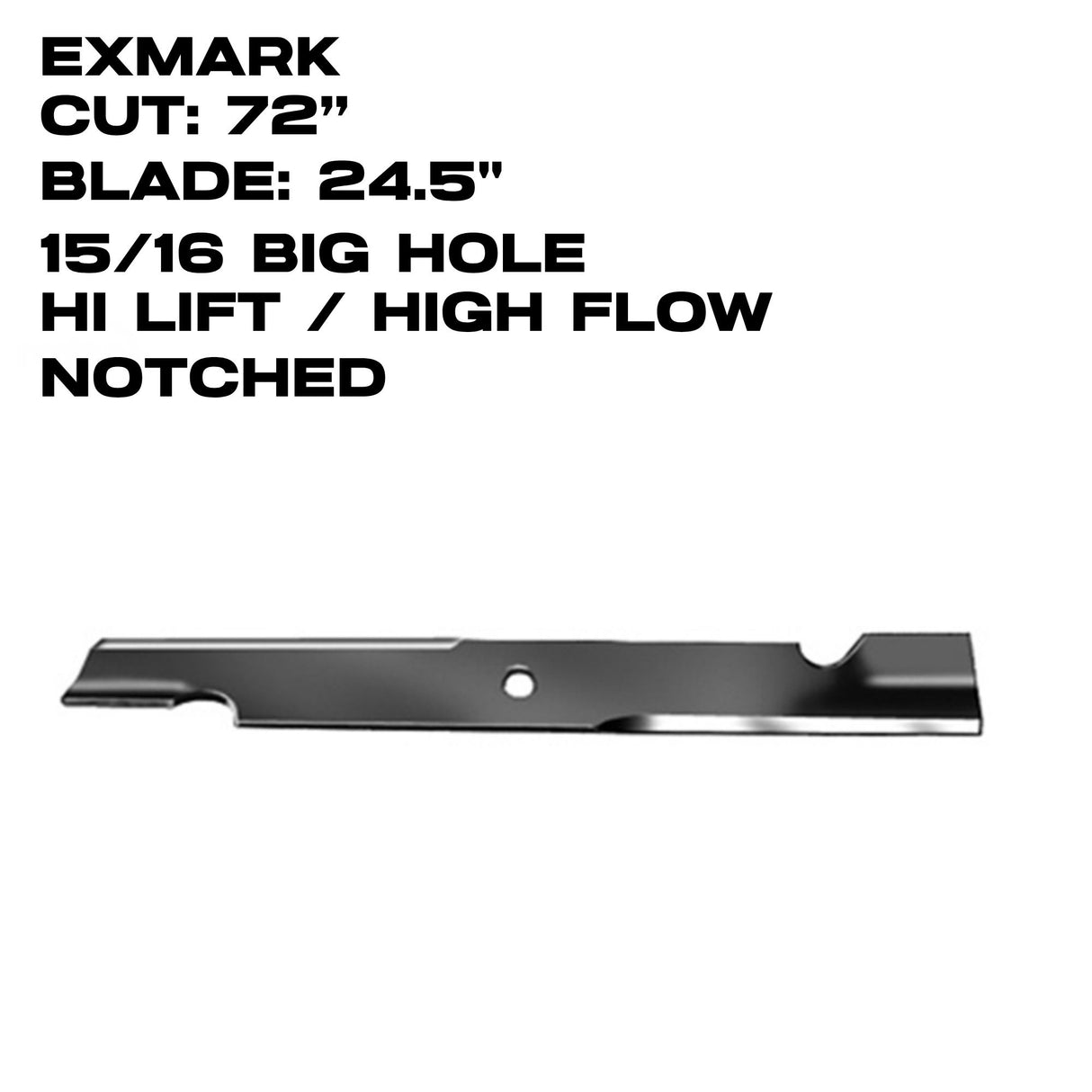 Rotary Hi-Flow Blade | 24.5" | EXMARK NOTCHED | 72" Deck | 11229