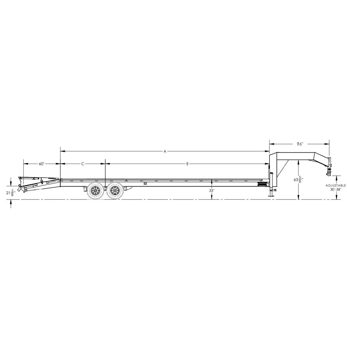 Big Tex Gooseneck | 20FT + 5' Dovetail | Single Wheel | Tandem Axle | Mega Ramp | 14GN-25D5A-MRBK