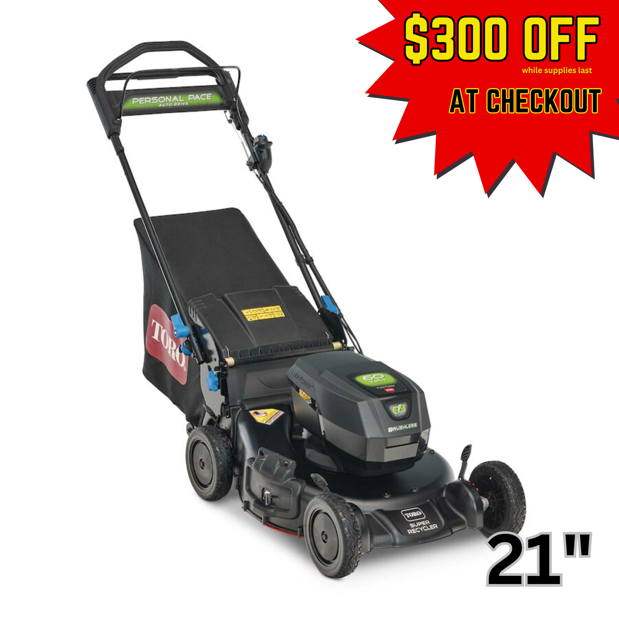 Toro 60V MAX Battery Personal Pace Super Recycler Mower | 21 in. Deck | 21388