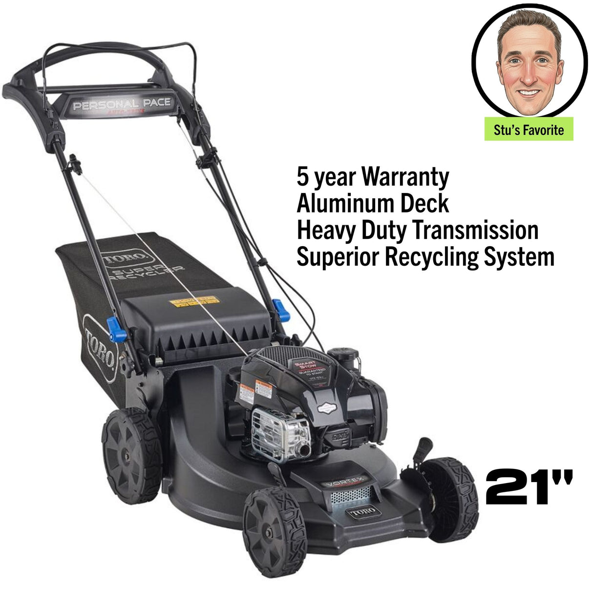 Toro 21 in. Super Recycler w/Personal Pace and SmartStow Gas Lawn Mower | 21565