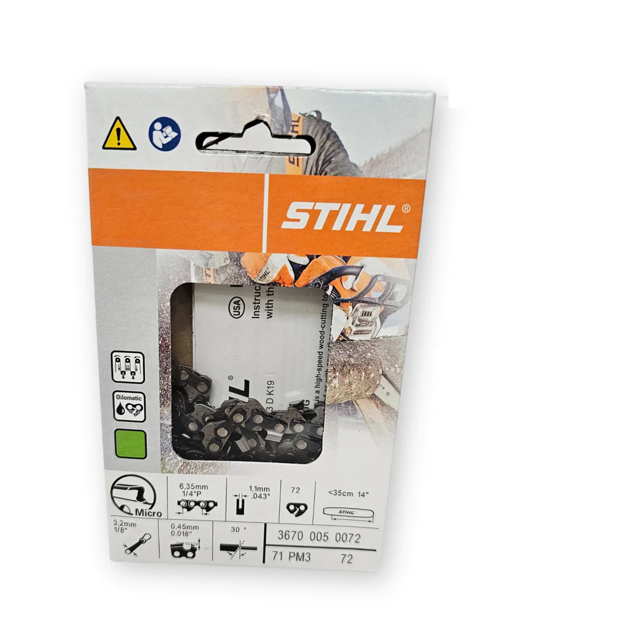 BULK || STIHL Oilomatic Picco Micro 3 | 71 PM3 72 | 14 in. | 72 Drive Links | Chainsaw Chain | 3670 005 0072 | Main Street Mower | Winter Garden | Clermont | Ocala