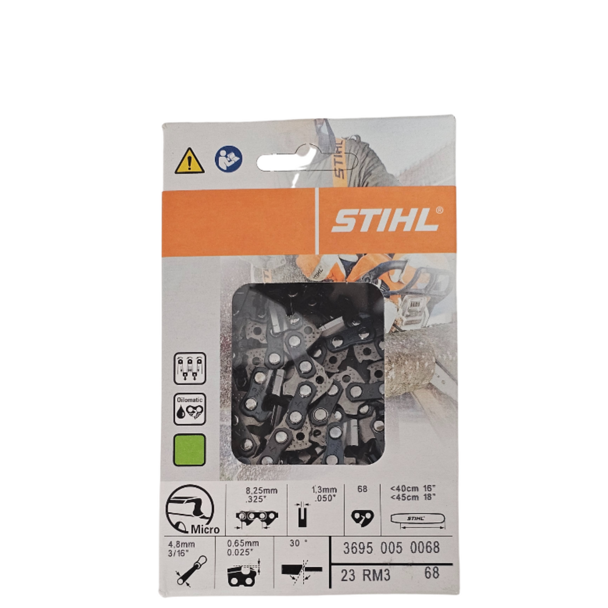 BULK || STIHL Oilomatic Rapid Micro 3 | 23 RM3 68 | 16 - 18 in. | 68 Drive Links | Chainsaw Chain | 3695 005 0068 | Main Street Mower | Winter Garden | Clermont | Ocala