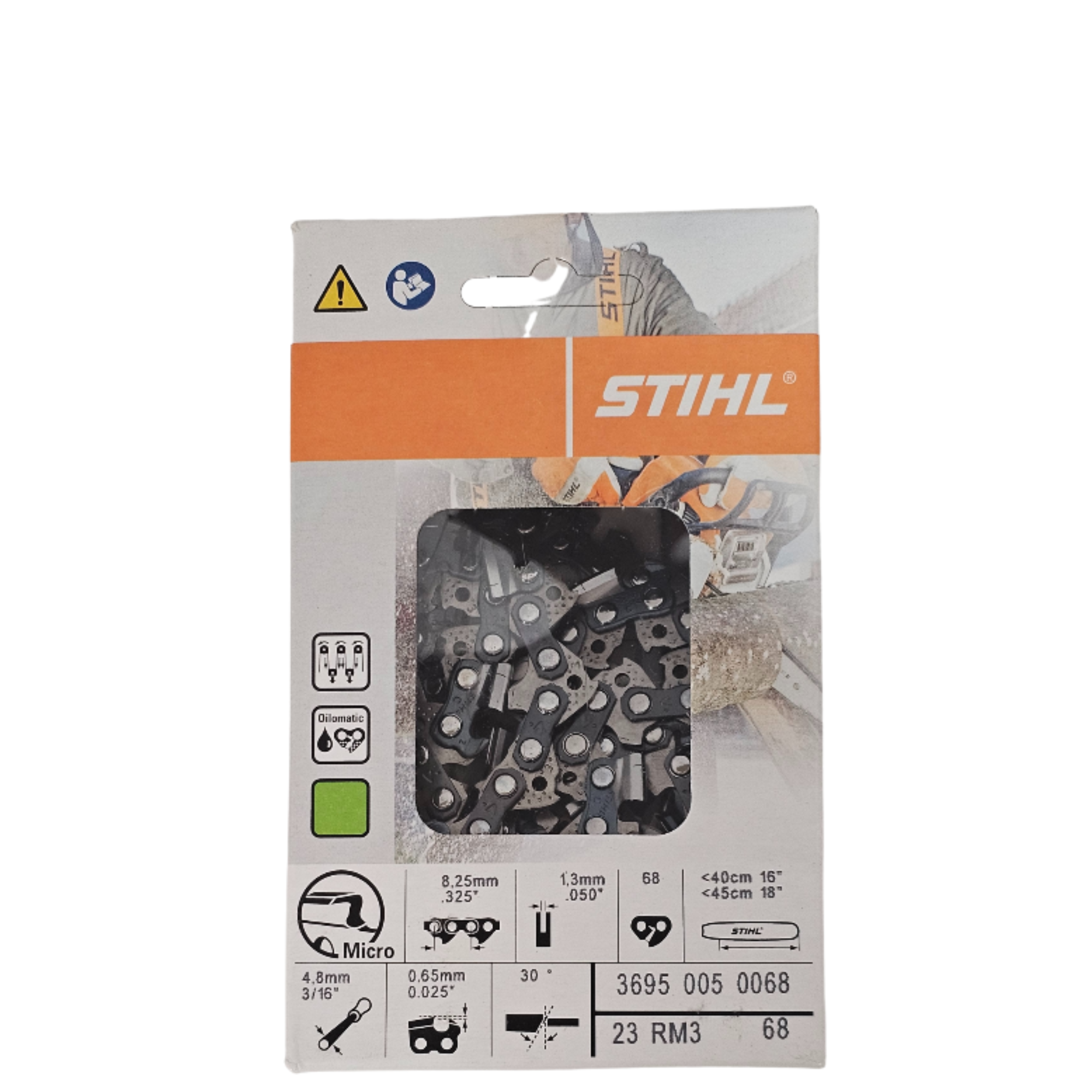 BULK || STIHL Oilomatic Rapid Micro 3 | 23 RM3 68 | 16 - 18 in. | 68 Drive Links | Chainsaw Chain | 3695 005 0068 | Main Street Mower | Winter Garden | Clermont | Ocala