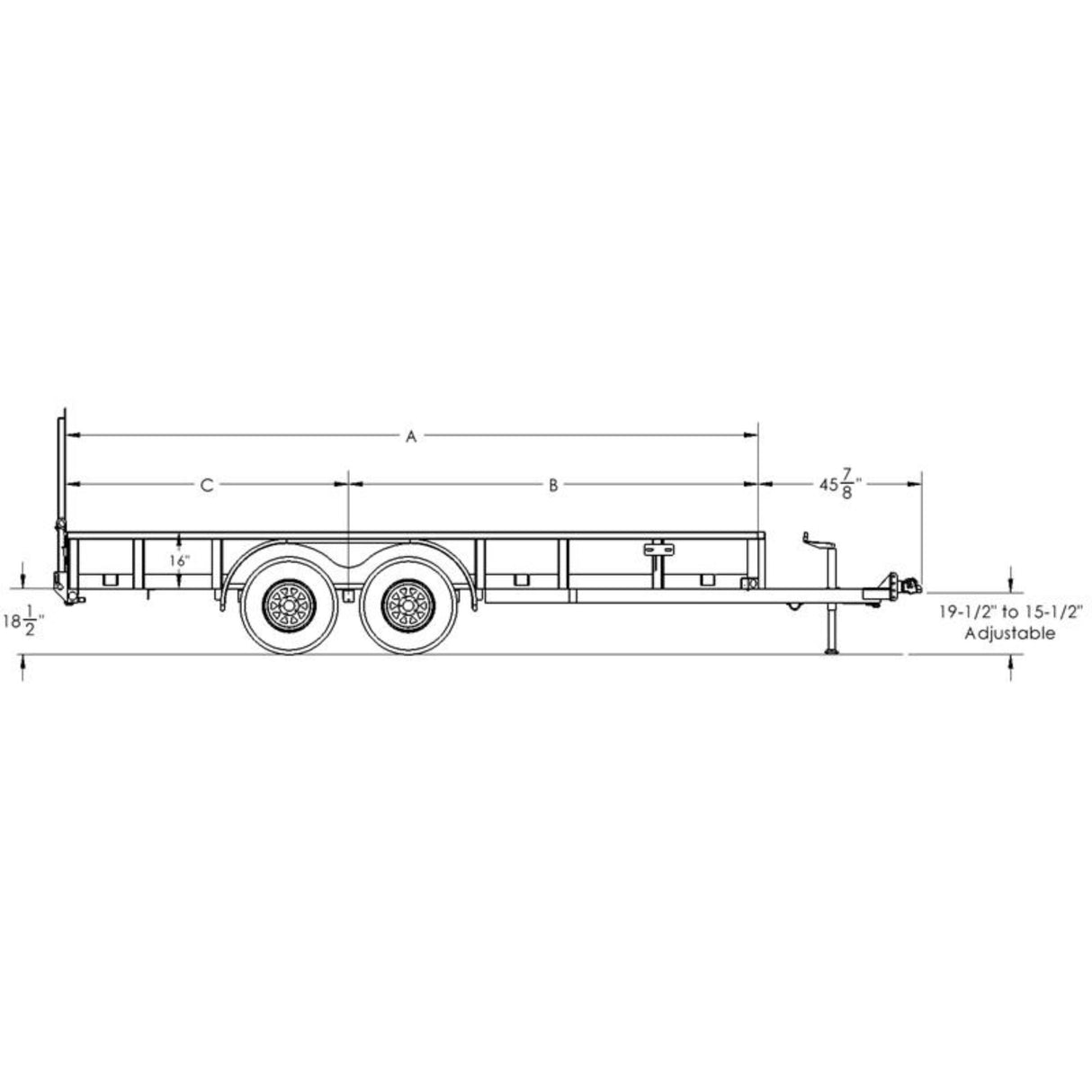 Big Tex Utility Trailer | 16FT | Tandem Axle | Pipe Top | 70PI-16R1A-4PBK