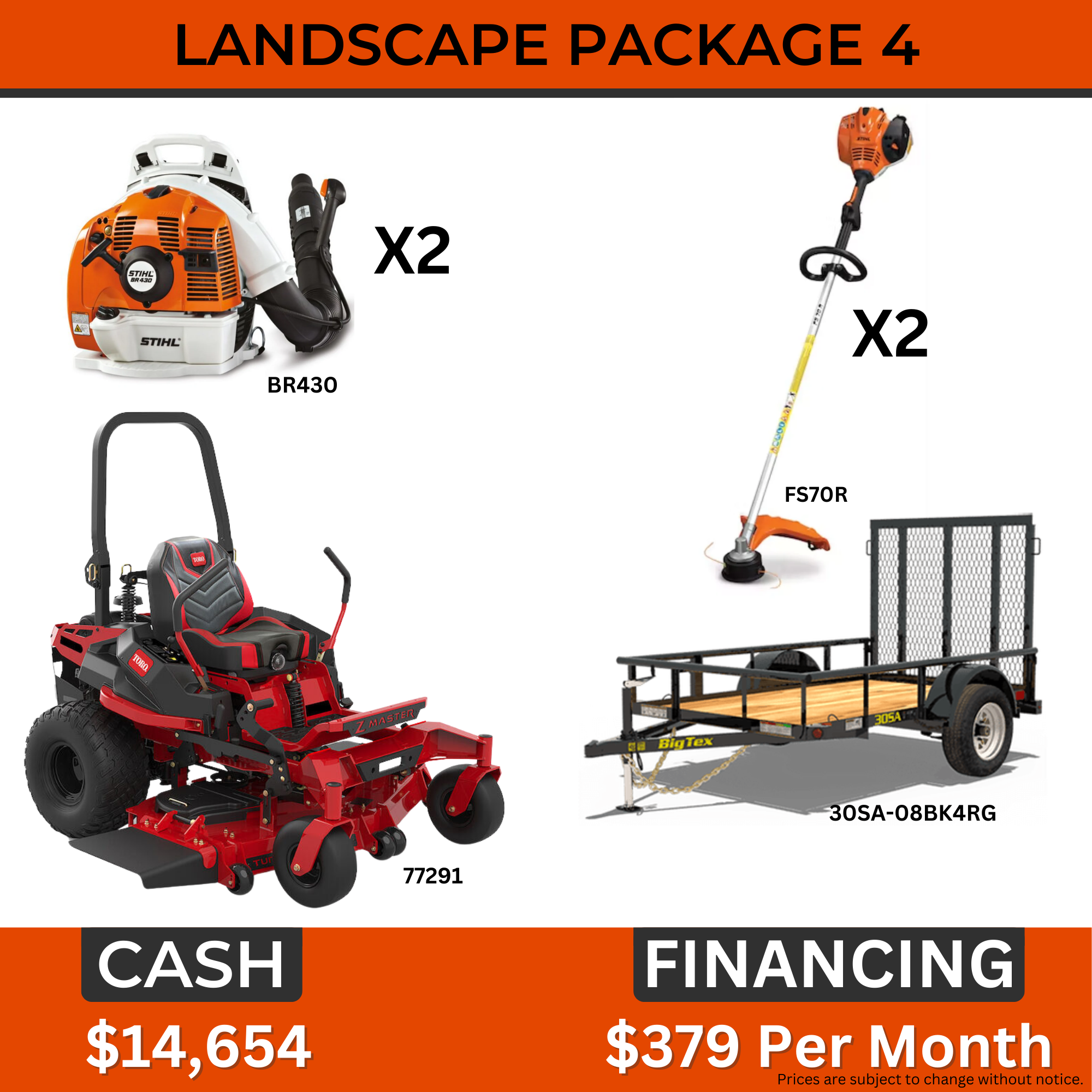 Landscape Package |Mower|Trailer|Trimmer x2 |Blower x2