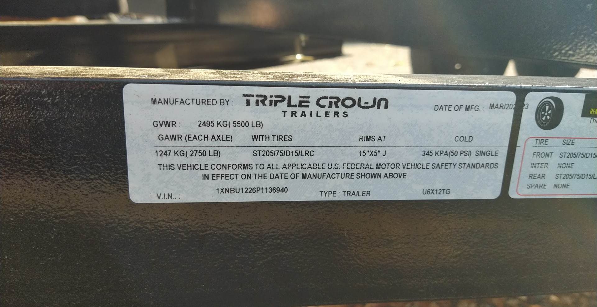 6X12 Triple Crown Tandem Axle Black Utility Trailer (U6X12TG)