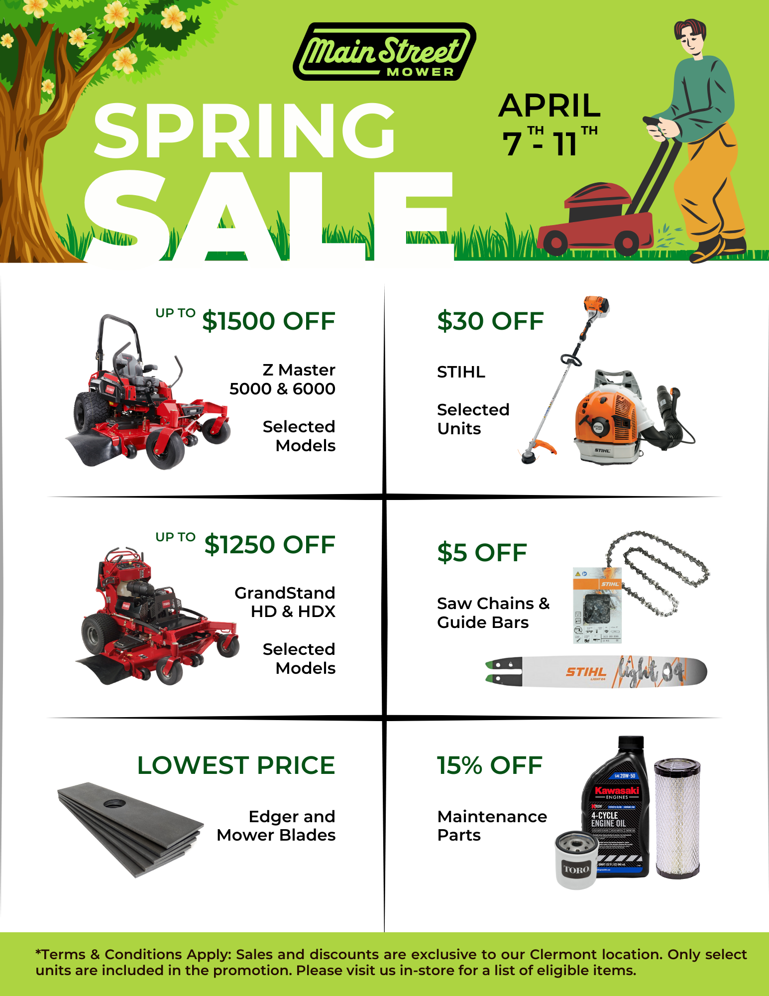 Clermont Spring Sale - In Store Only - April 7th - April 11th
