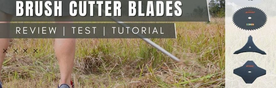 Stu from Main Street Mower trimming grass with a Stihl FS 131 R string trimmer with various brush, grass and wood cutter blades.