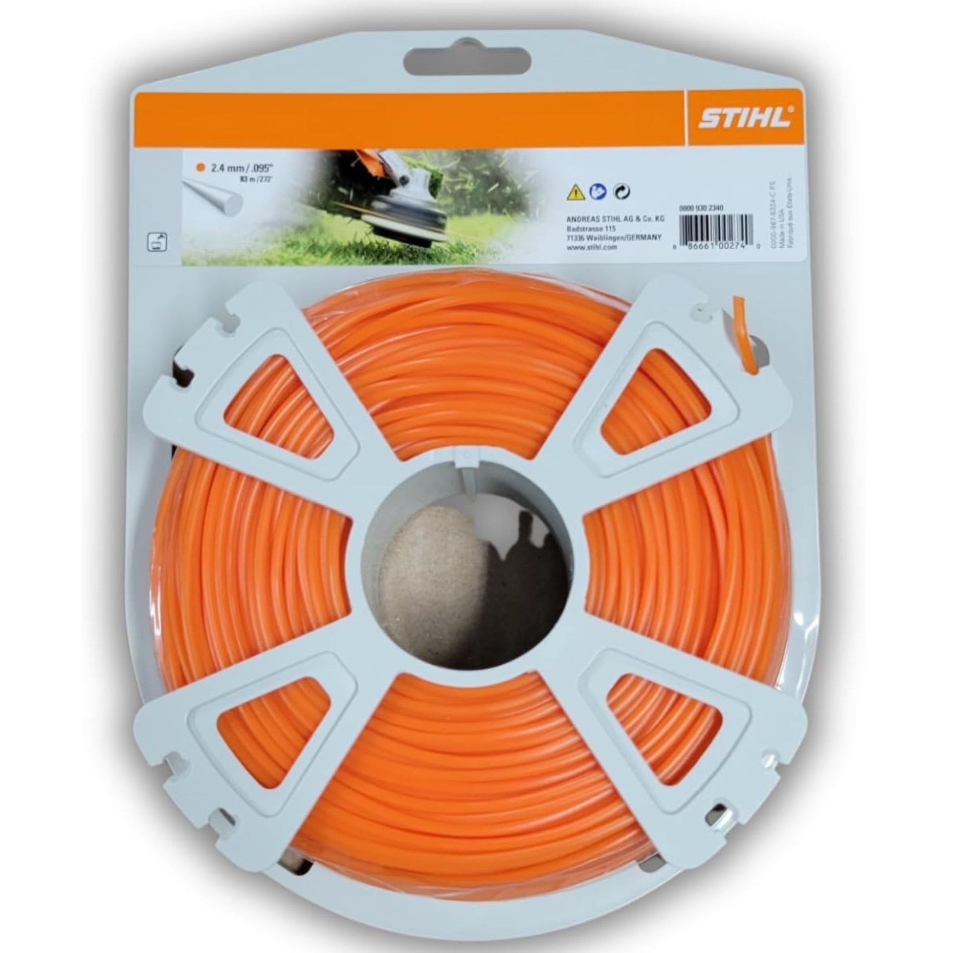 Filo Decespugliatore Quadrato .095'' Arancione - Rotary USA - 250 Ft (1 Lb)