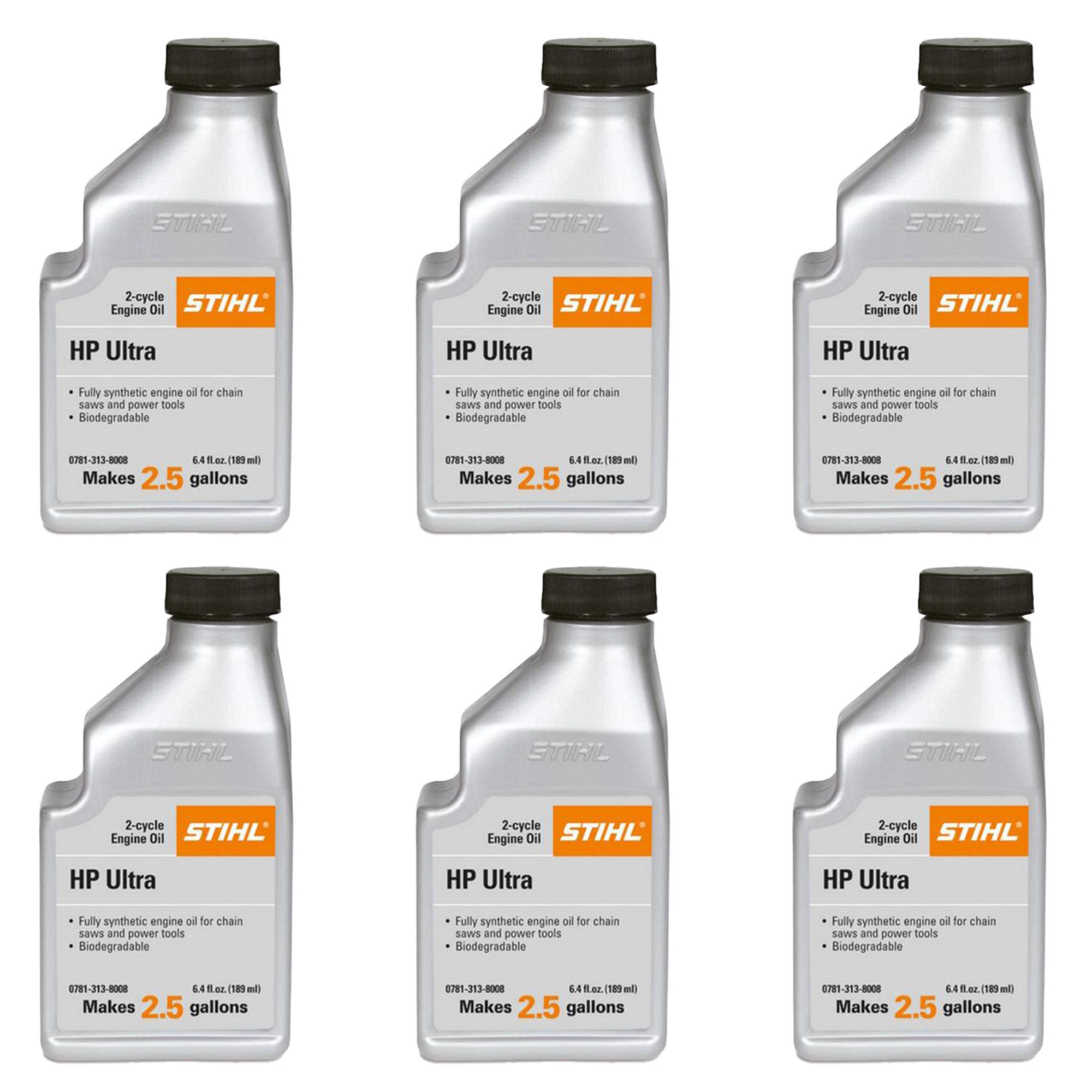 Stihl High Performance Ultra 2-Cycle Engine Oil | 6.4 fl oz | Pack of 6 | 0781 313 8009