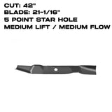 Rotary Blade | 21-1/16" X 5 Point Star | Medium Flow | 42" Deck | AYP/HUSQVARNA | 12563