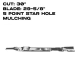 Rotary Blade | 29-5/8" X 5 Point Star | Mulching | 30" Deck | AYP / HUSQVARNA | 12957