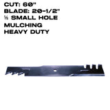 Rotary Copperhead Blade | 20-1/2" X 5/8" | Heavy Duty | Mulching | Dixie Chopper | 60" Deck | 13811