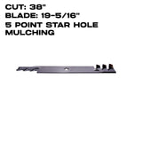 Rotary Copperhead  19-5/16" X 5 Point Star | Mulching | 38" Deck | AYP/HUSQVARNA | 16235