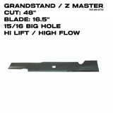 Rotary Hi-Flow Blade | 16.5" | For Grandstand / Z-Master | 48" Deck | 16716