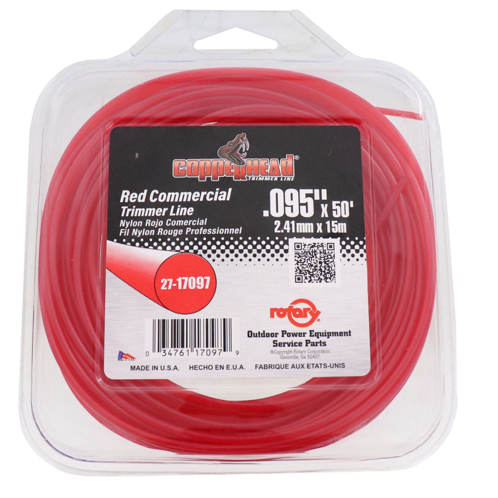 Rotary .095" X 50 Red Commercial Trimmer Line | 17097