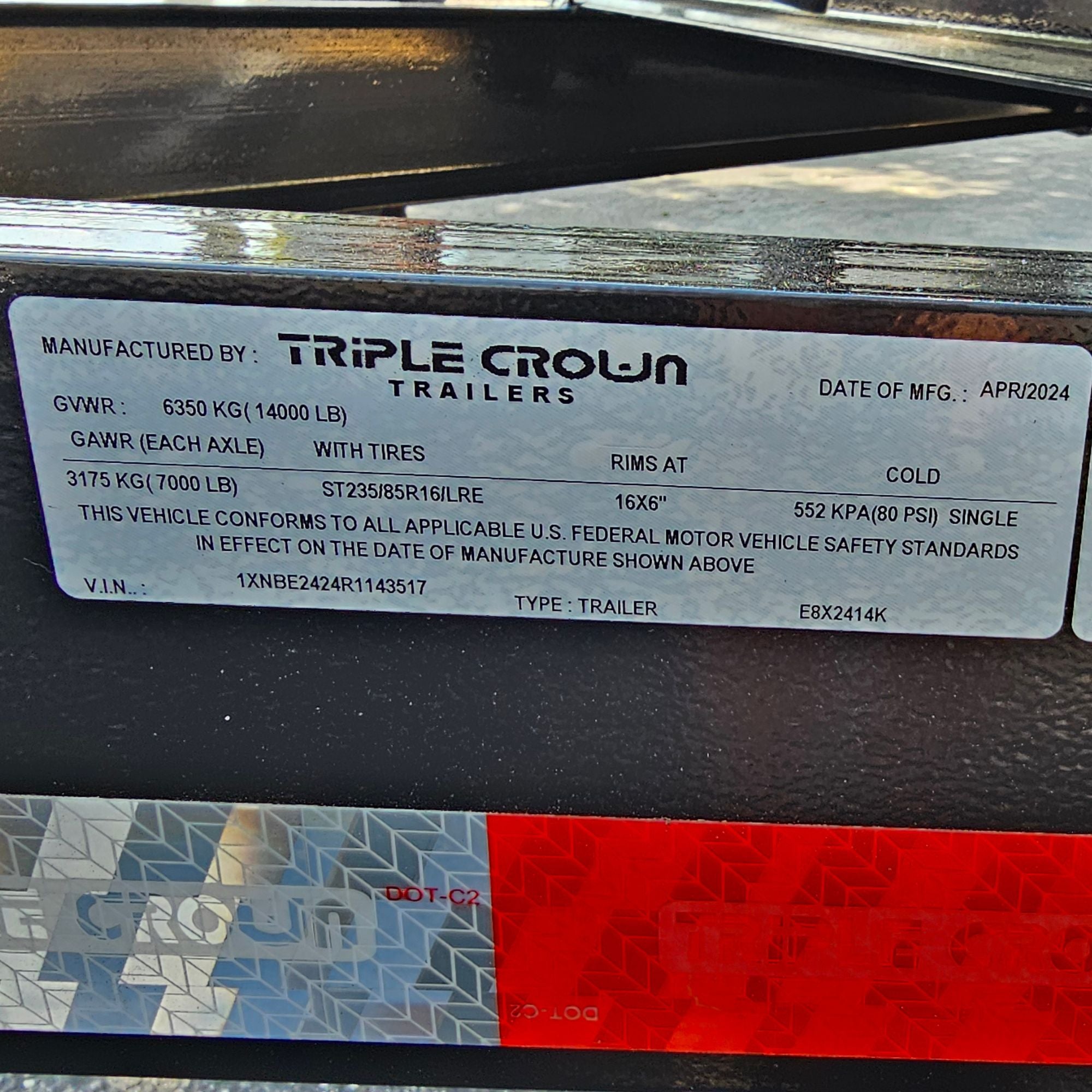 Triple Crown 8x24 Deckover Equipment Trailer | E8X2414K