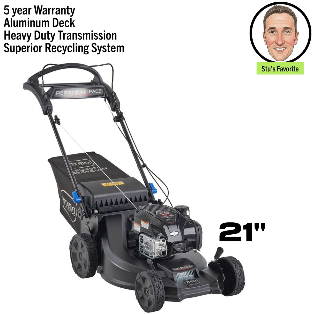 Toro 21 in. Super Recycler w/Personal Pace and SmartStow Gas Lawn Mower | 21565