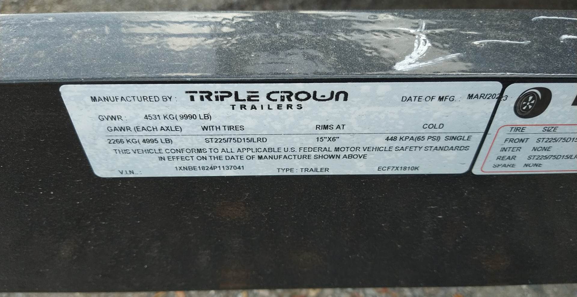 7X18 Triple Crown Channel Frame Black Equipment Trailer (ECF7X1810K)