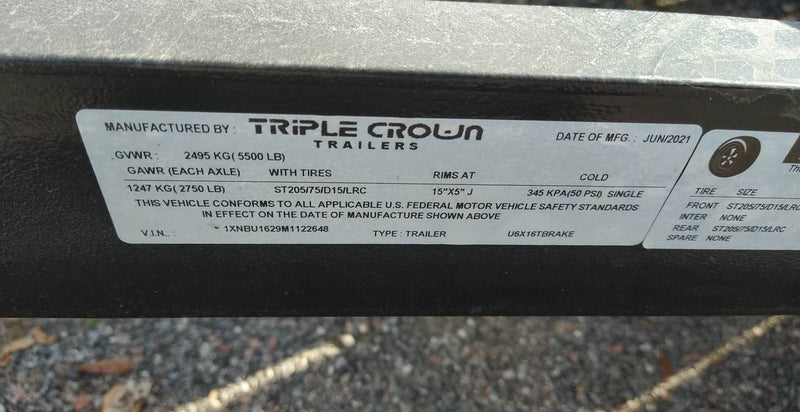 6X16 Triple Crown Tandem Axle Black Utility Trailer (U6X16TG)
