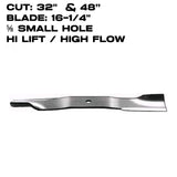 Rotary Blade | 16-1/4" X 5/8" |  Hi-Flow | Bobcat / Gravely / Ariens | 32" & 48" Deck | 3400