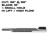 Rotary High Lift Blade | 18" X 5/8" | 36" - 52" Deck | GrandStand / Z Master | 3404
