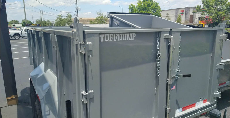 16 Foot Tuff Dump with High Sides and Spreader Gate Gray Dump Trailer (TD-16HS)