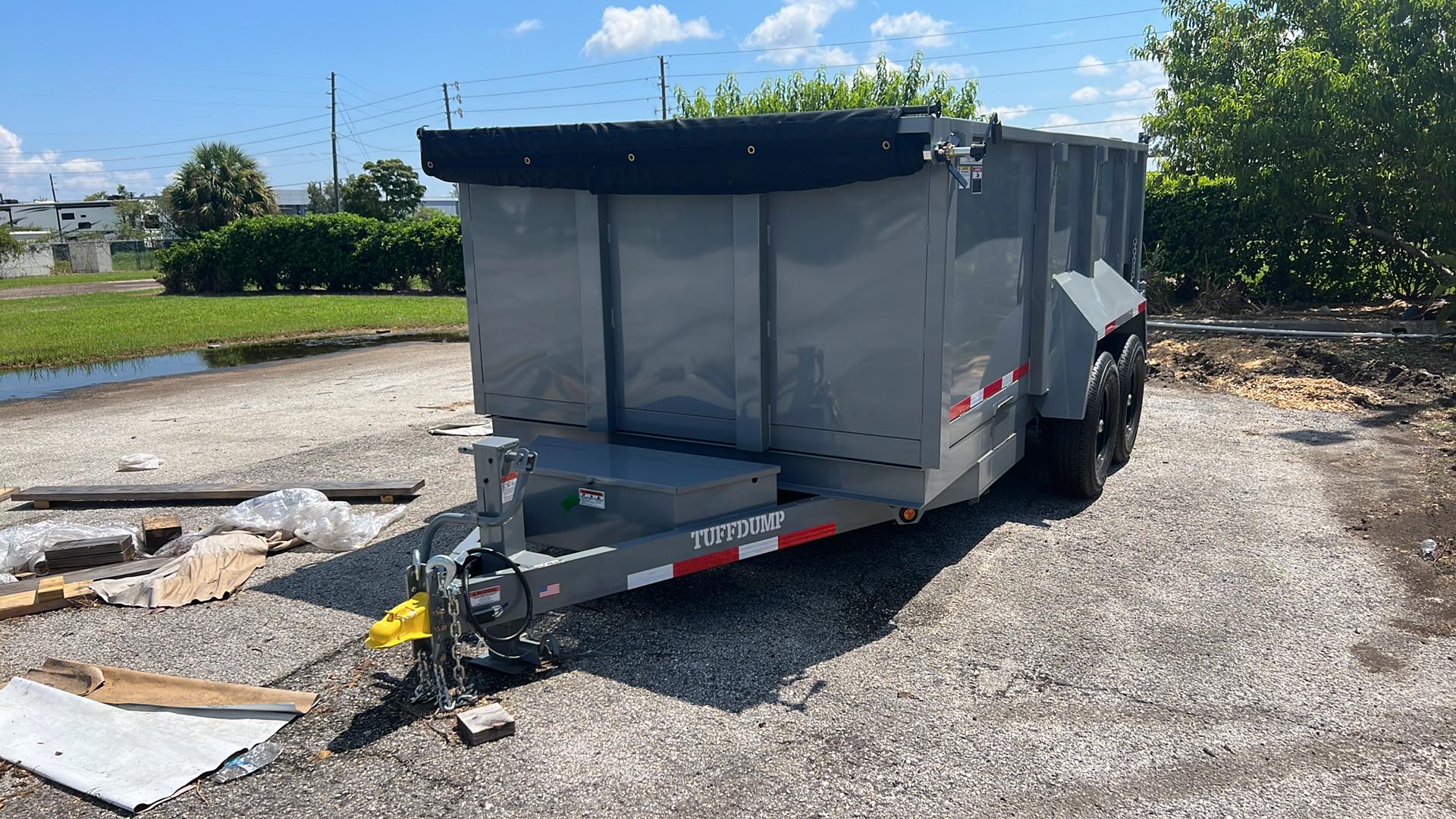 14 Foot Tuff Dump with Spreader Gate and High Sides Gray Dump Trailer (TD-14HS)
