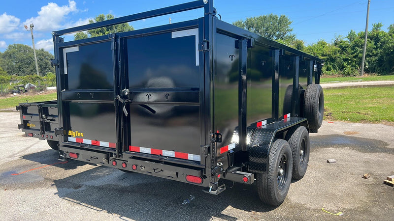 14 Foot Big Tex Heavy Duty Low Profile with Spreader Gate and High Sides Black Dump Trailer (14LP-14BK6-P4)