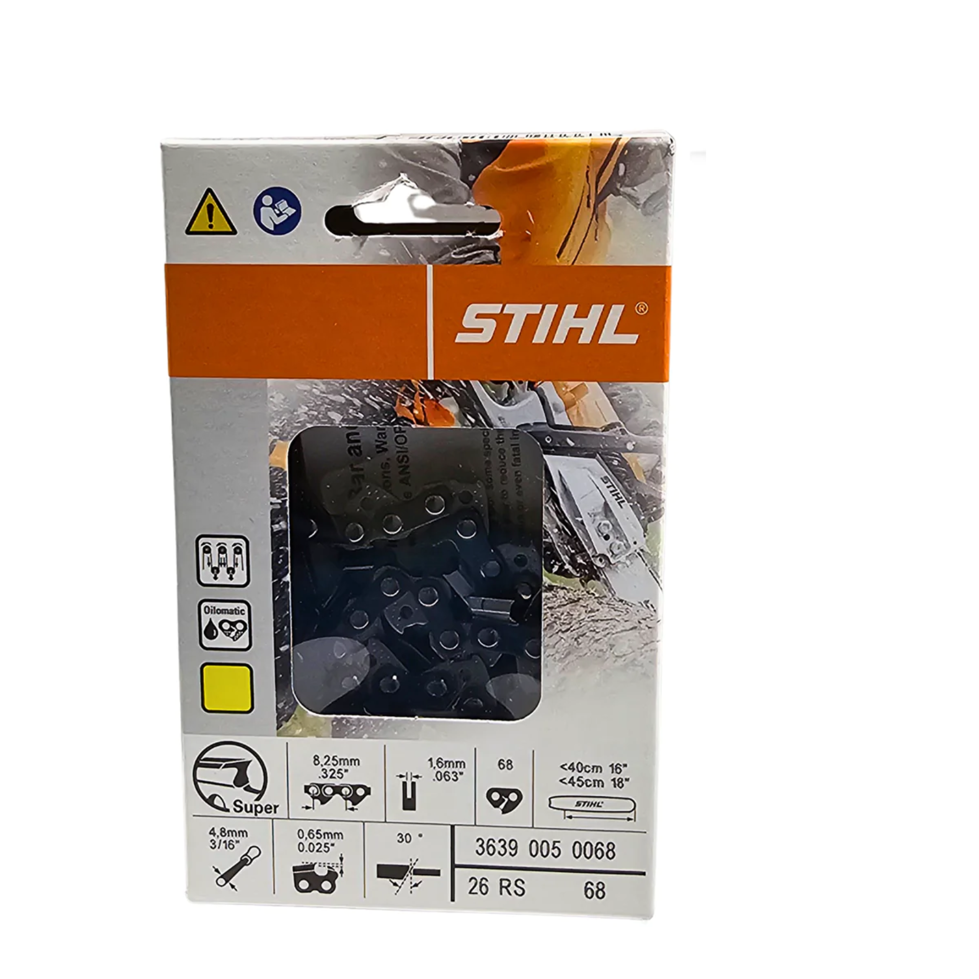<FONT COLOR=RED >BULK </FONT COLOR=RED >| STIHL Oilomatic Rapid Super | 26 RS 68 | 18 in. | 68 Drive Links | Chainsaw Chain | 3639 005 0068