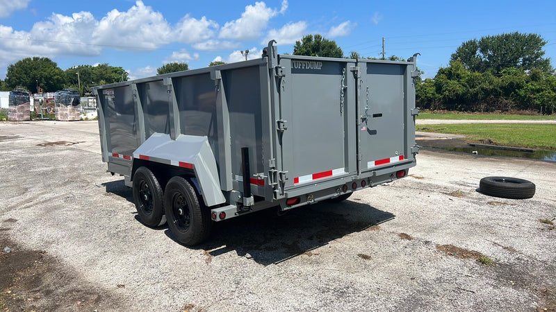 14 Foot Tuff Dump with Spreader Gate and High Sides Gray Dump Trailer (TD-14HS)