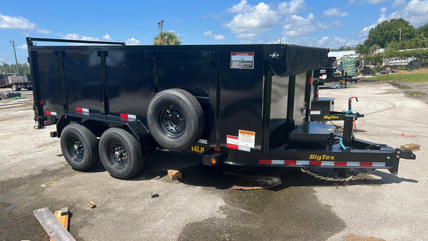 14 Foot Big Tex Heavy Duty Low Profile with Spreader Gate and High Sides Black Dump Trailer (14LP-14BK6-P4)