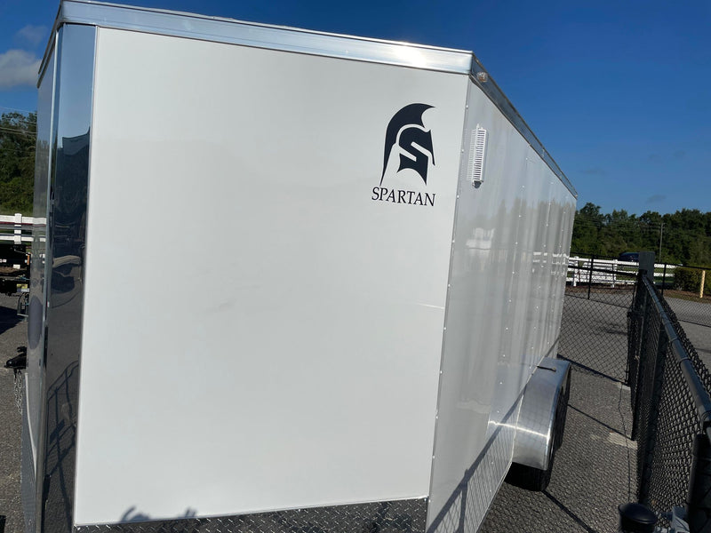 7X16 Spartan White Cargo Enclosed Trailer (7X16TA W) (SOLD 9/14/23)