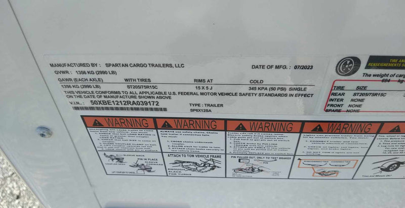 6X12 Spartan Black Cargo Enclosed Trailer (6X12 SA BASE .030 WH)