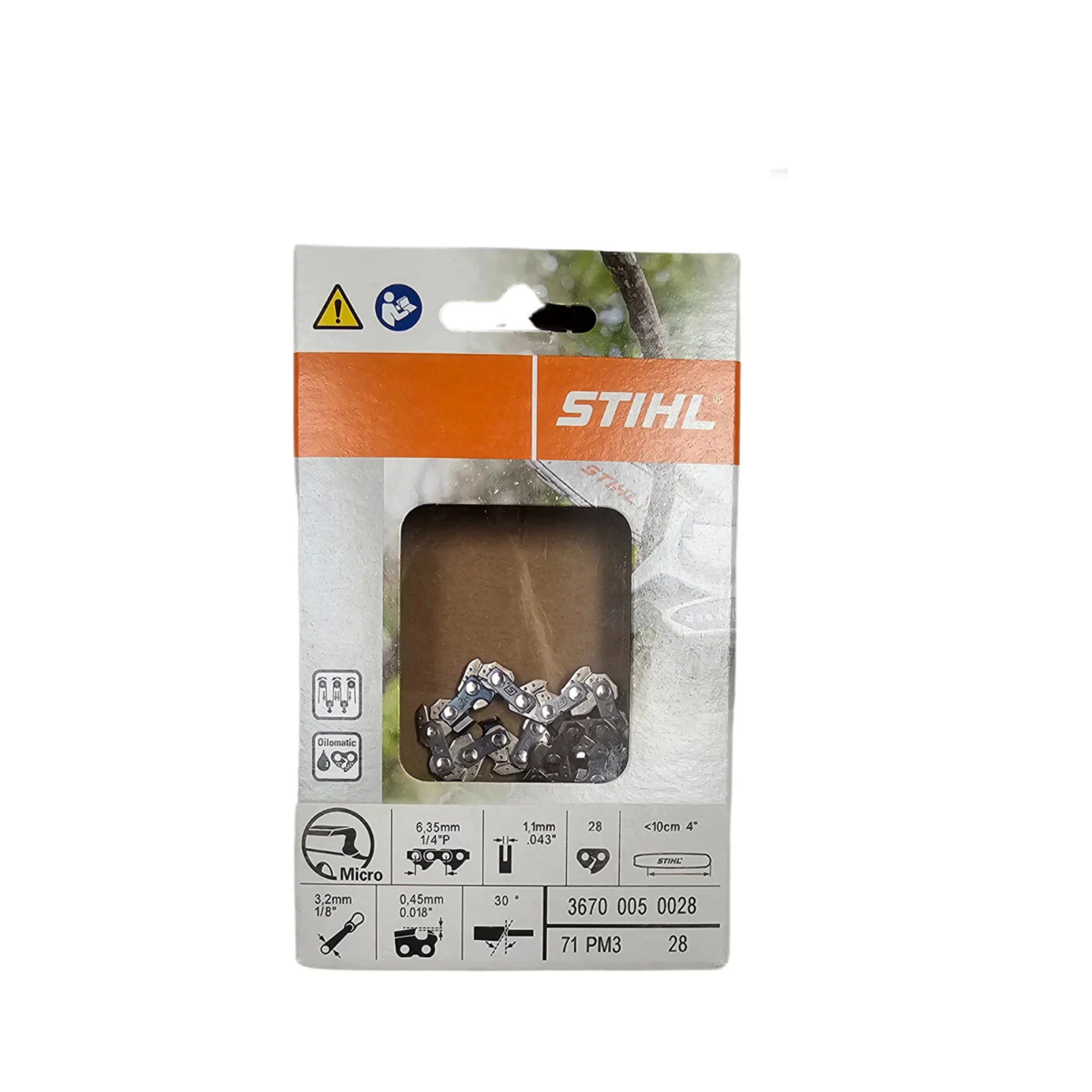 STIHL Oilomatic Picco Micro 3 | 71 PM3 28 | 4" | 28 Drive Links | Chainsaw Chain | 3670 005 0028 | Main Street Mower | Winter Garden | Clermont | Ocala