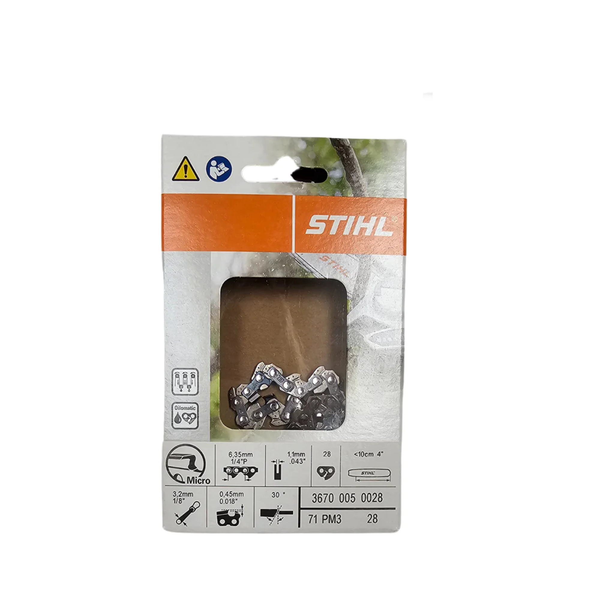 STIHL Oilomatic Picco Micro 3 | 71 PM3 28 | 4" | 28 Drive Links | Chainsaw Chain | 3670 005 0028