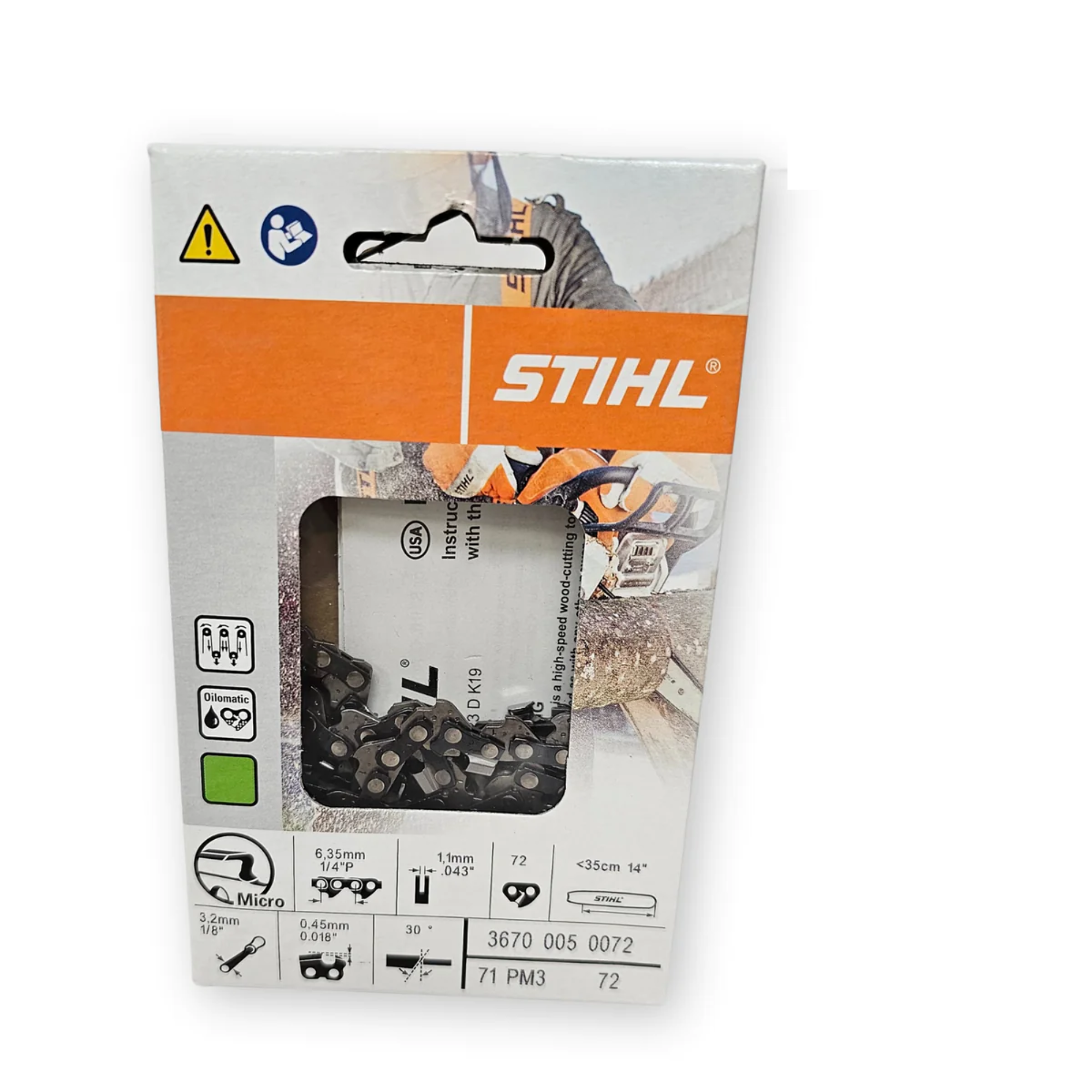 BULK || STIHL Oilomatic Picco Micro 3 | 71 PM3 72 | 14 in. | 72 Drive Links | Chainsaw Chain | 3670 005 0072