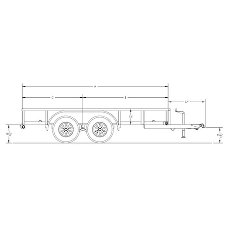 Big Tex Utility Trailer | 12FT | Tandem Axle  | Pipe Top | 60PI-12BK4RG