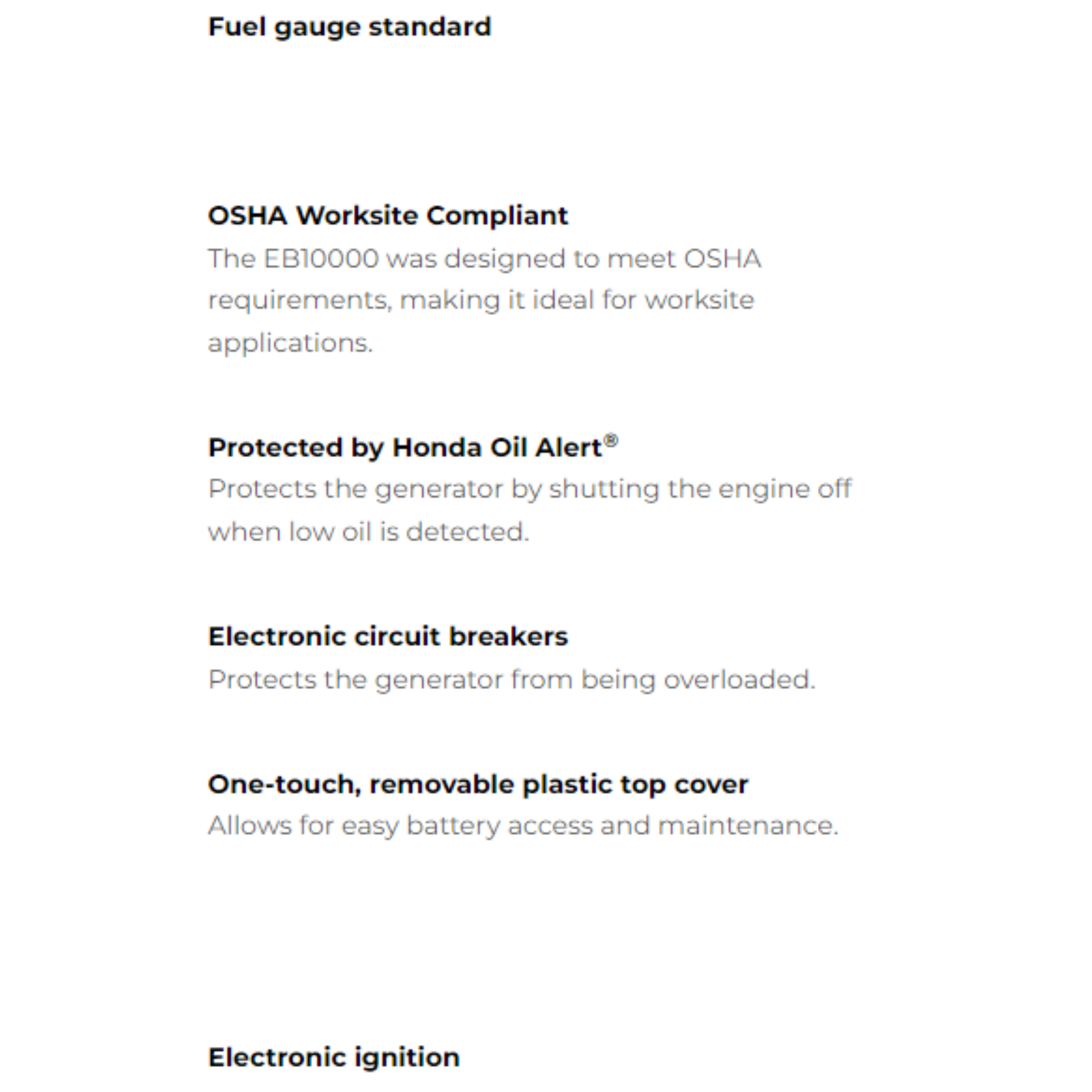 Honda EB10000AN 10000 watt 120/240V Industrial Generator with CO-MINDER™