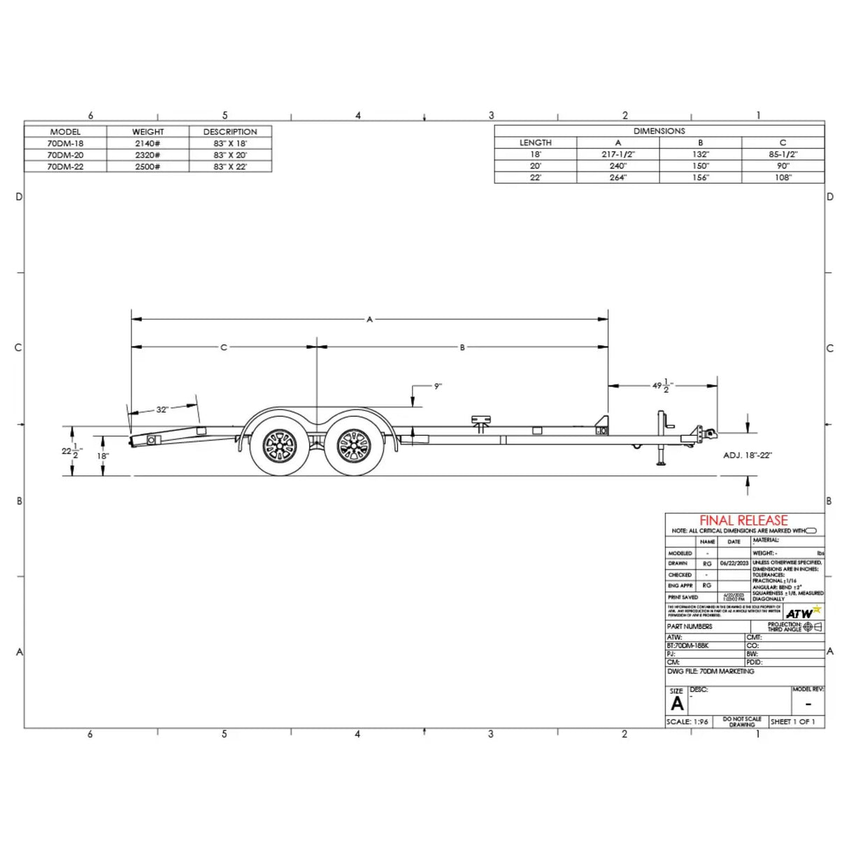 Big Tex Car Hauler | 20FT | Tandem Axle | Diamond Back | 70DM-20BK2B