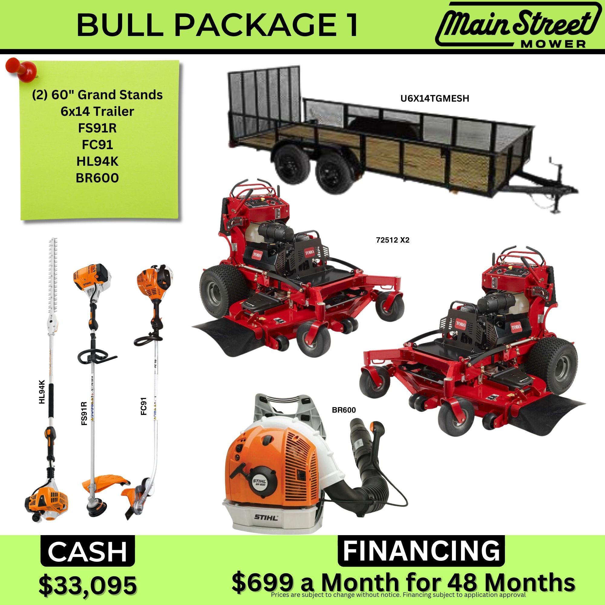 Bull Package 1  | Mowers | Trailer | Trimmer | Hedge Trimmer | Edger | Blower | Main Street Mower | Winter Garden | Clermont | Ocala