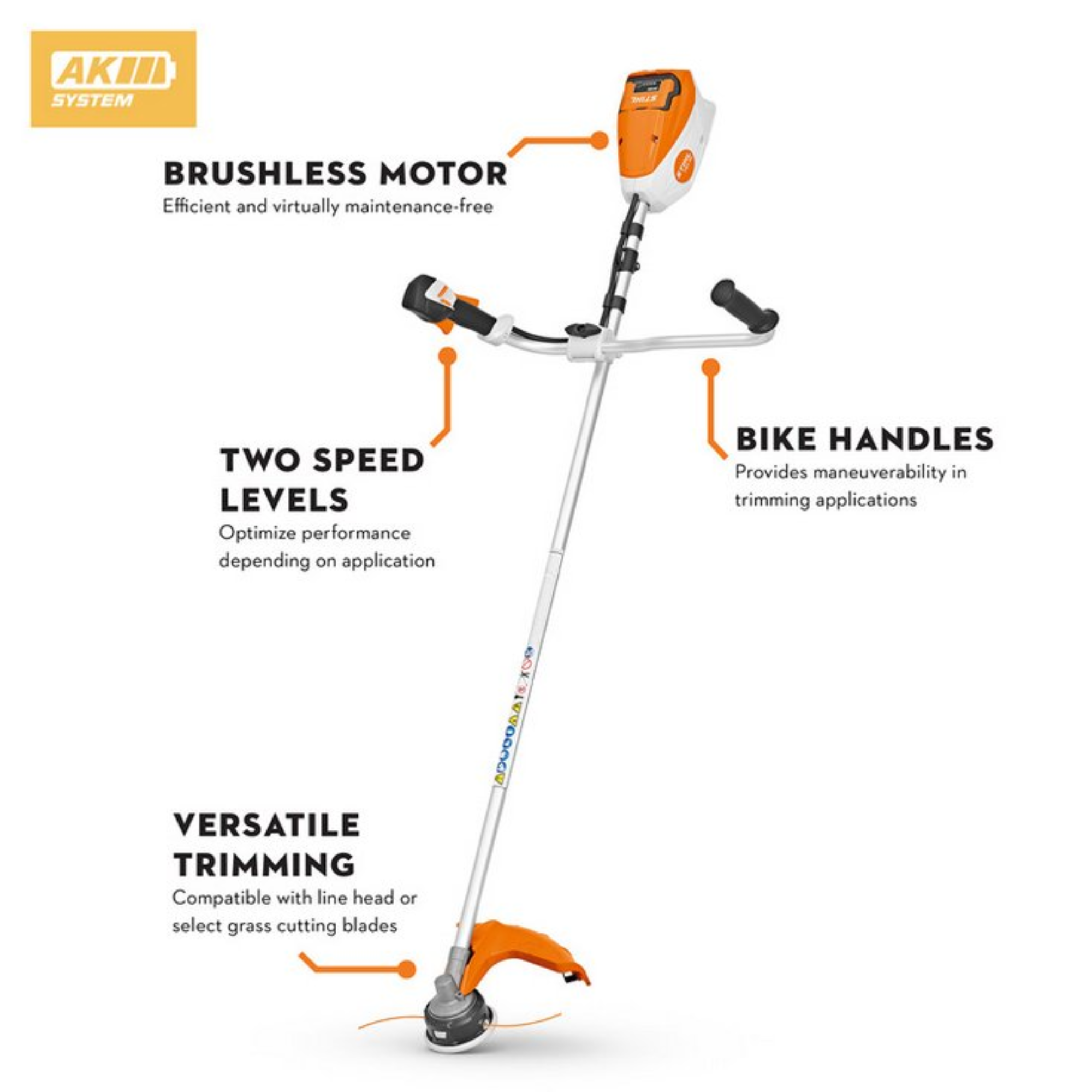 STIHL FSA 80 Battery Powered Timmer with Bike Handles and AK20 & AL101 | Main Street Mower | Winter Garden | Clermont | Ocala