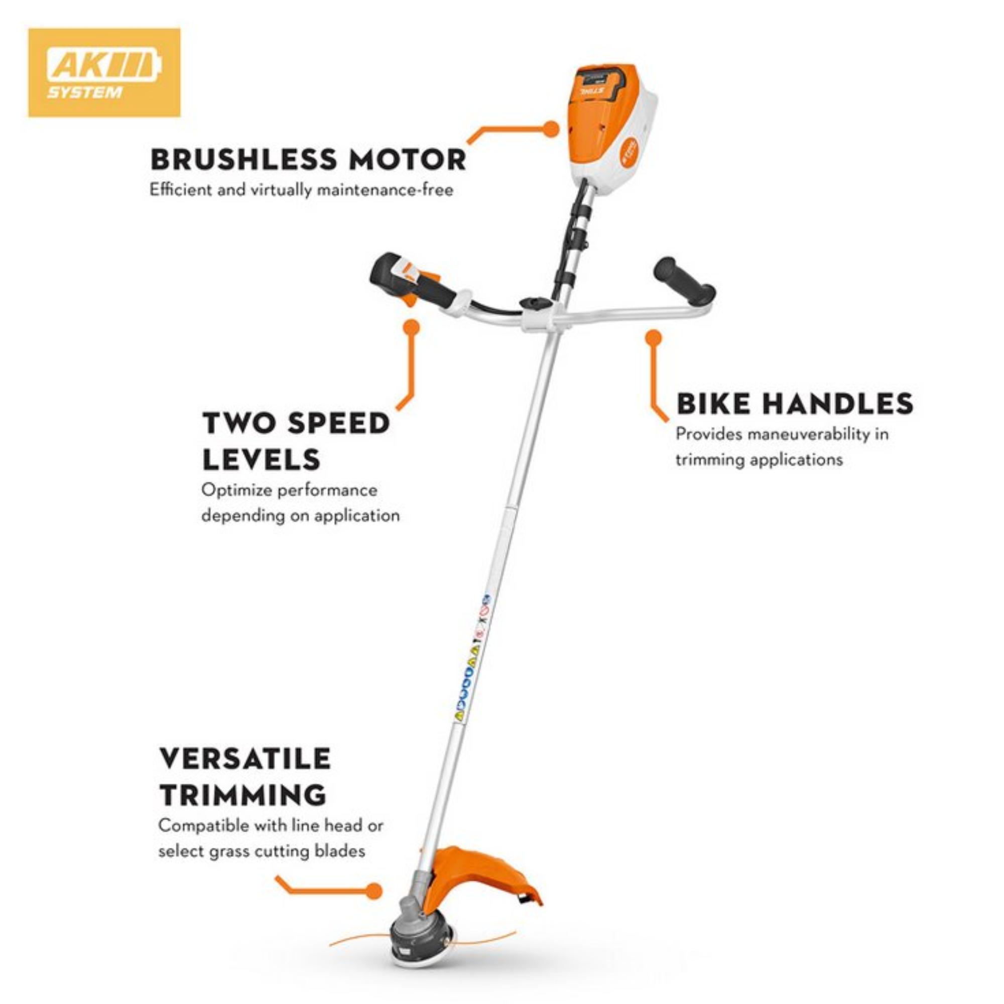 STIHL FSA 80 Battery Powered Timmer with Bike Handles and AK20 & AL101