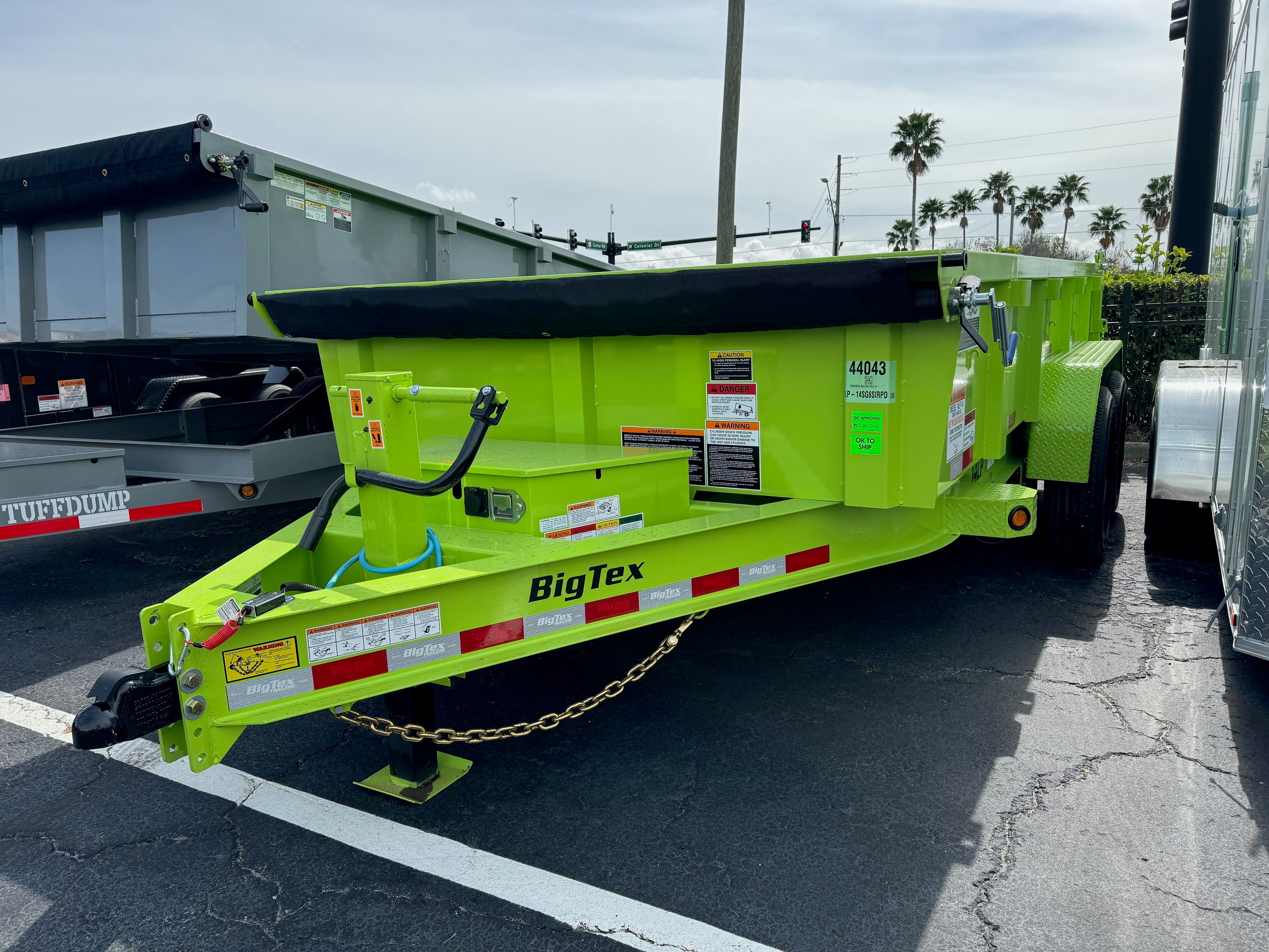 14 Foot Big Tex Heavy Duty Low Profile with Spreader Gate Slime Green Dump Trailer (14LP-14SG6SIRPD)(SOLD 3/9/2024)