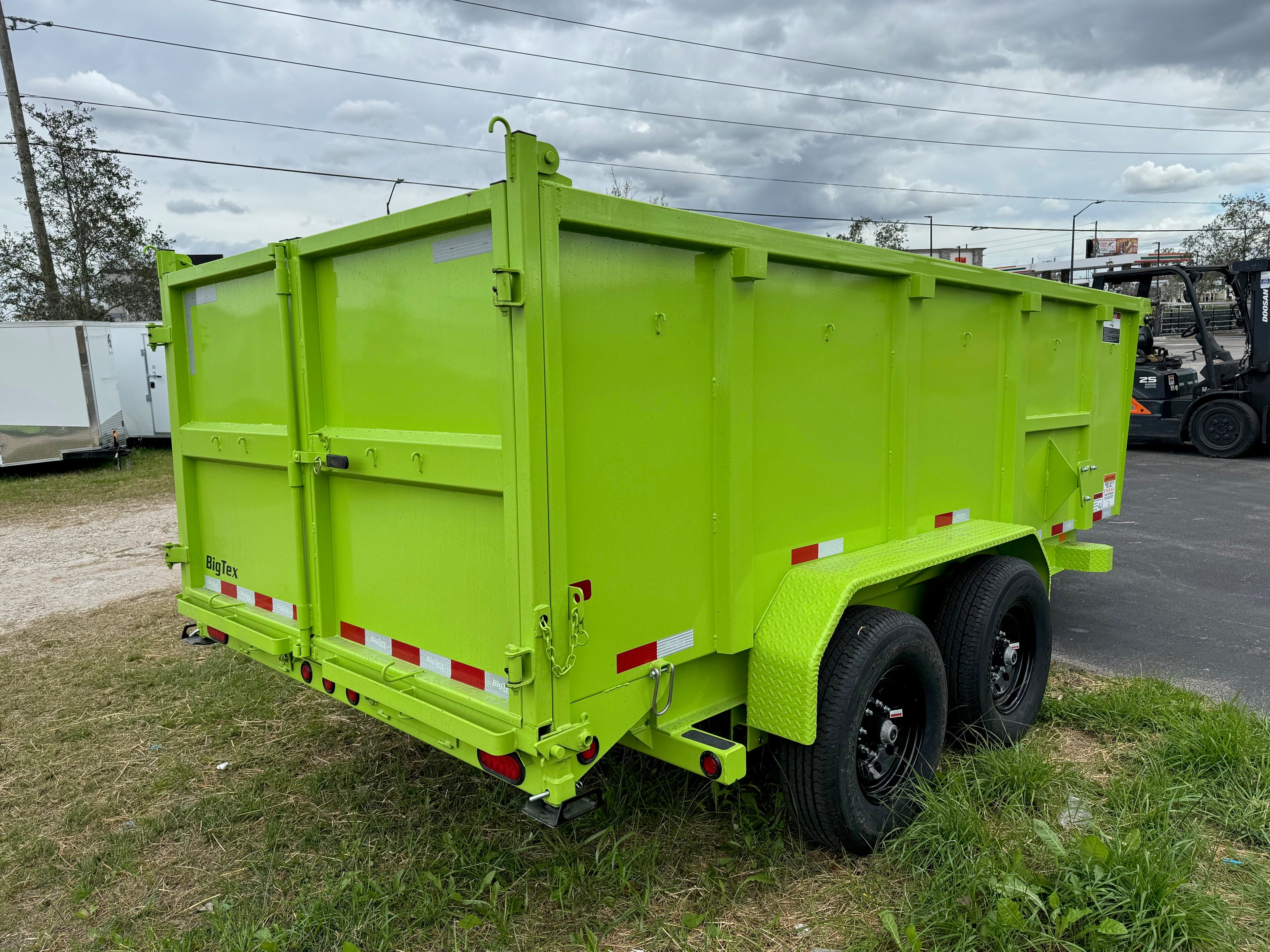 14 Foot Big Tex Heavy Duty Low Profile with Spreader Gate and High Sides Slime Green Dump Trailer (14LP-14SG6-P4) (SOLD 4/6/2024)