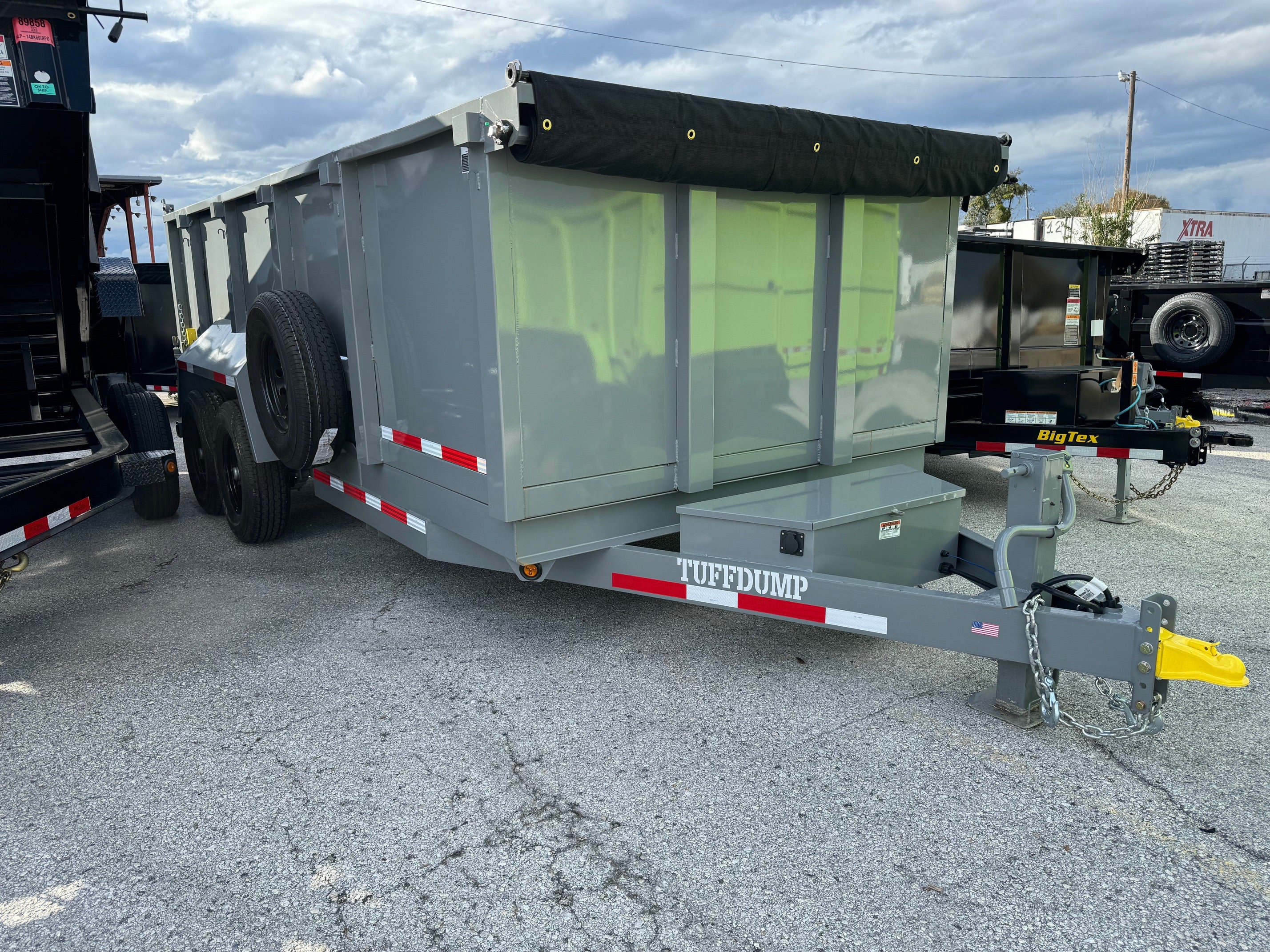16 Foot Tuff Dump with High Sides and Spreader Gate Gray Dump Trailer (TD-16HS)(SOLD 3/7/2024)