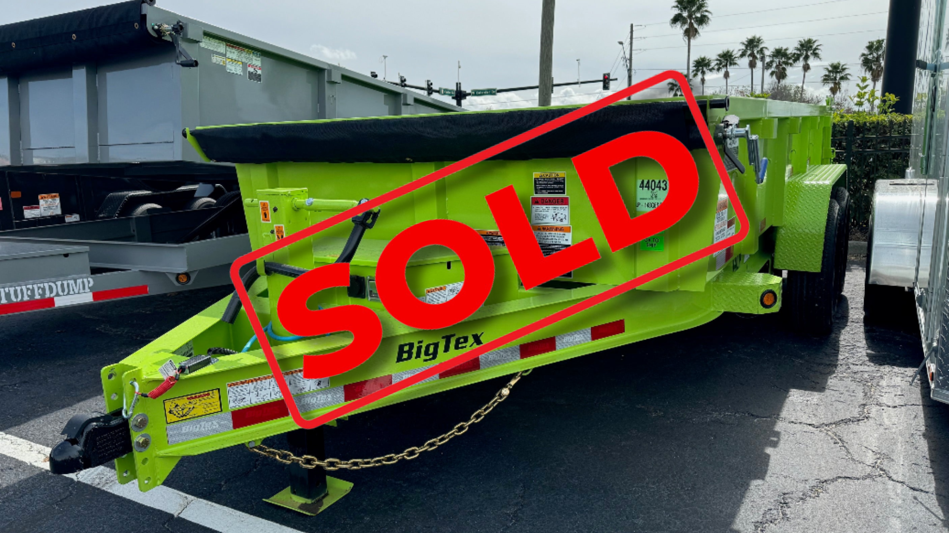 14 Foot Big Tex Heavy Duty Low Profile with Spreader Gate Slime Green Dump Trailer (14LP-14SG6SIRPD)(SOLD 3/9/2024)