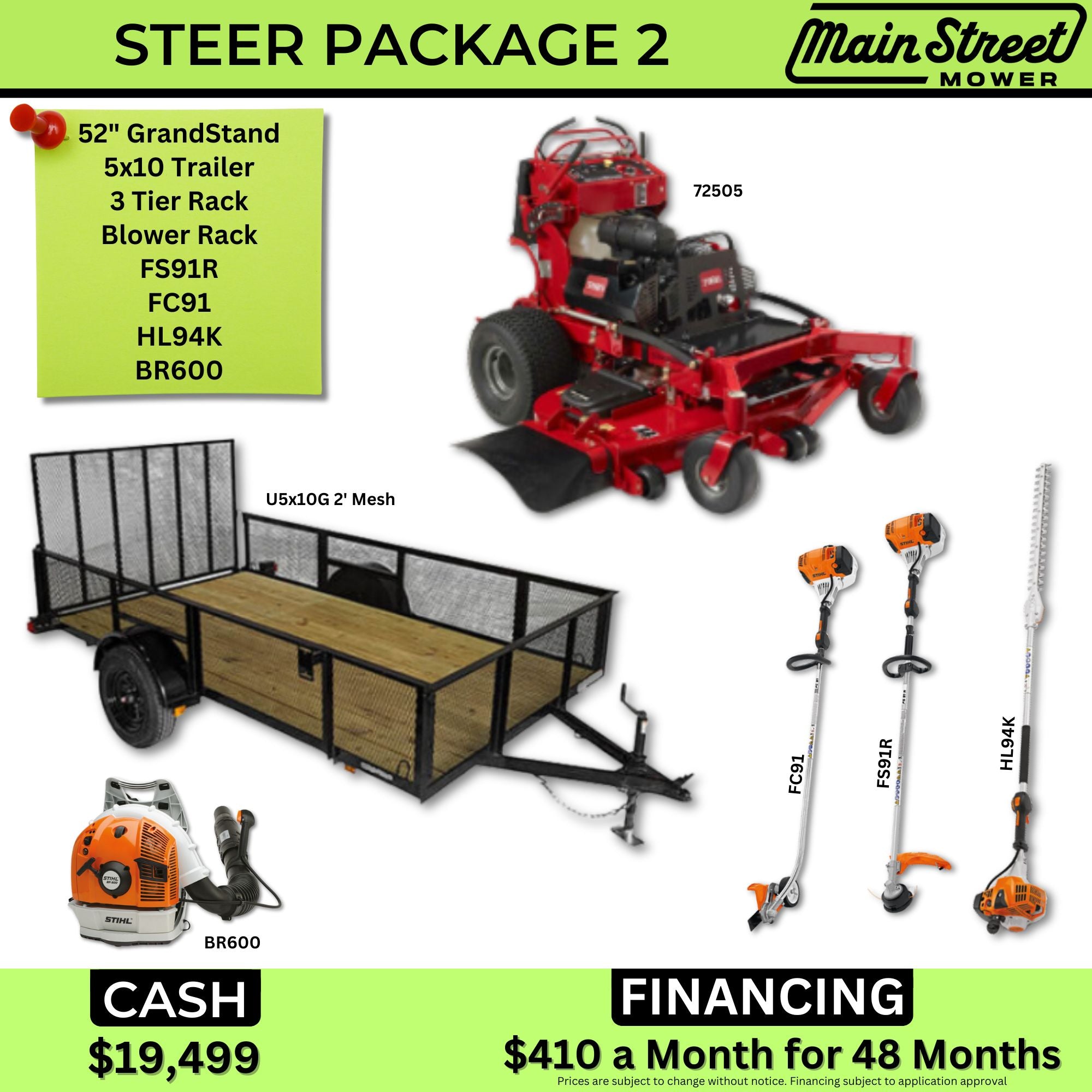 Steer Package 2 |Trailer|Mower|Trimmer|Edger|Hedge Trimmer|Blower | Main Street Mower | Winter Garden | Clermont | Ocala