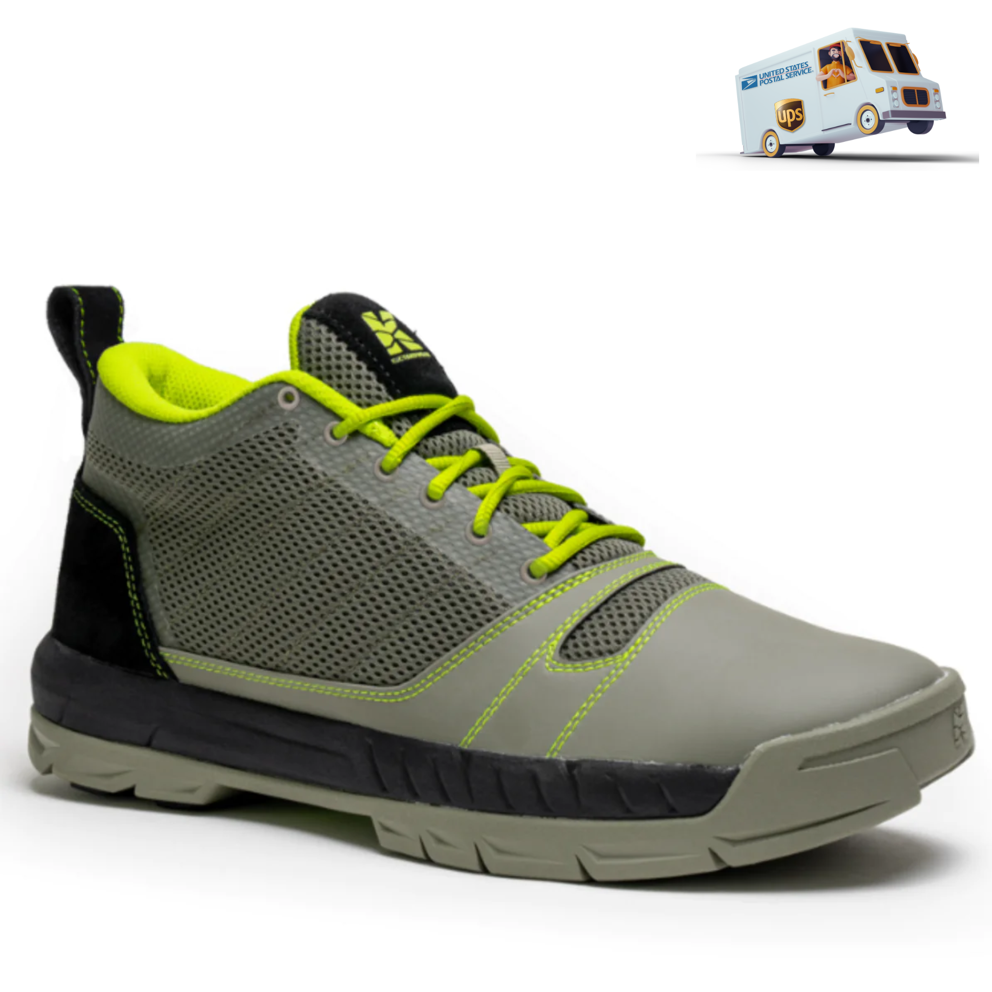 Men's Kujo Lightweight Breathable Mesh Water Resistant Yard Work Shoe in Gray/Green